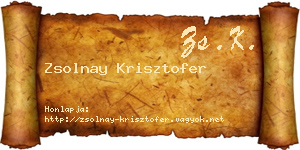 Zsolnay Krisztofer névjegykártya